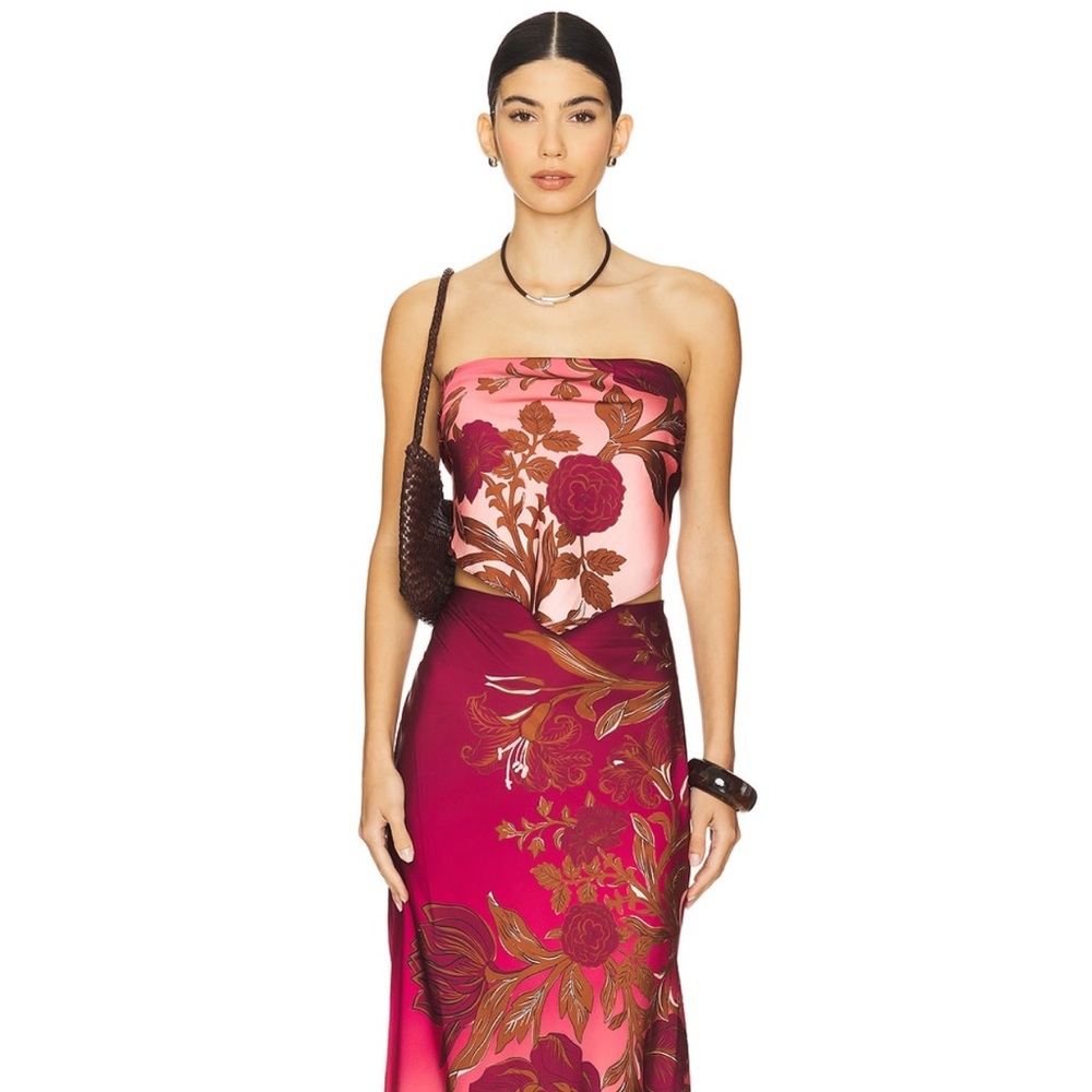 NWT Rococo Sand Scarf Bandana Top in Burgundy Floral Print size medium $148 MSRP